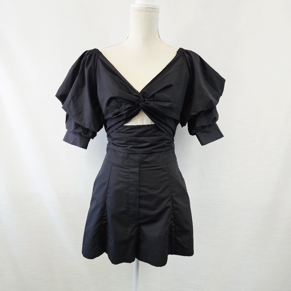 Anthropologie Mare Mare Puff Sleeve Tie-Back Romper size X-small